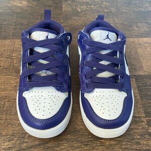 Nike Air Jordan low. Kids size 11C. Purple/white.